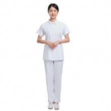 Short-Length Short Sleeve Nurse Uniform - Women (White) 2001