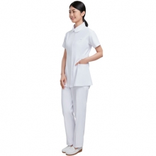 Short-Length Short Sleeve Nurse Uniform - Women (White) 2002